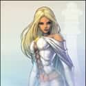 Emma Frost in White Cape with Shoelace Corset on Random Sexy Emma Frost Pictures