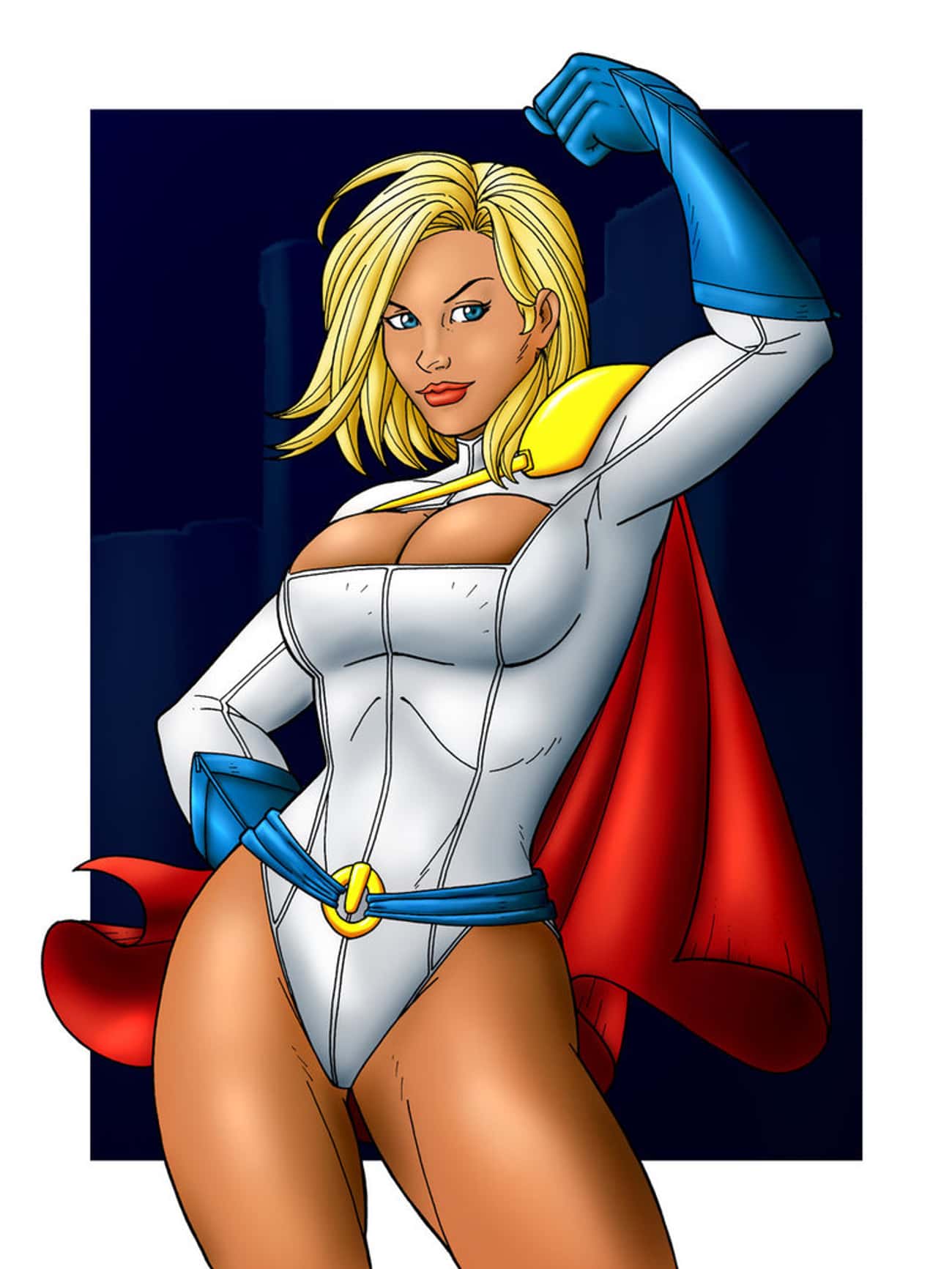 Power Girl in White Suit with Tie Waist