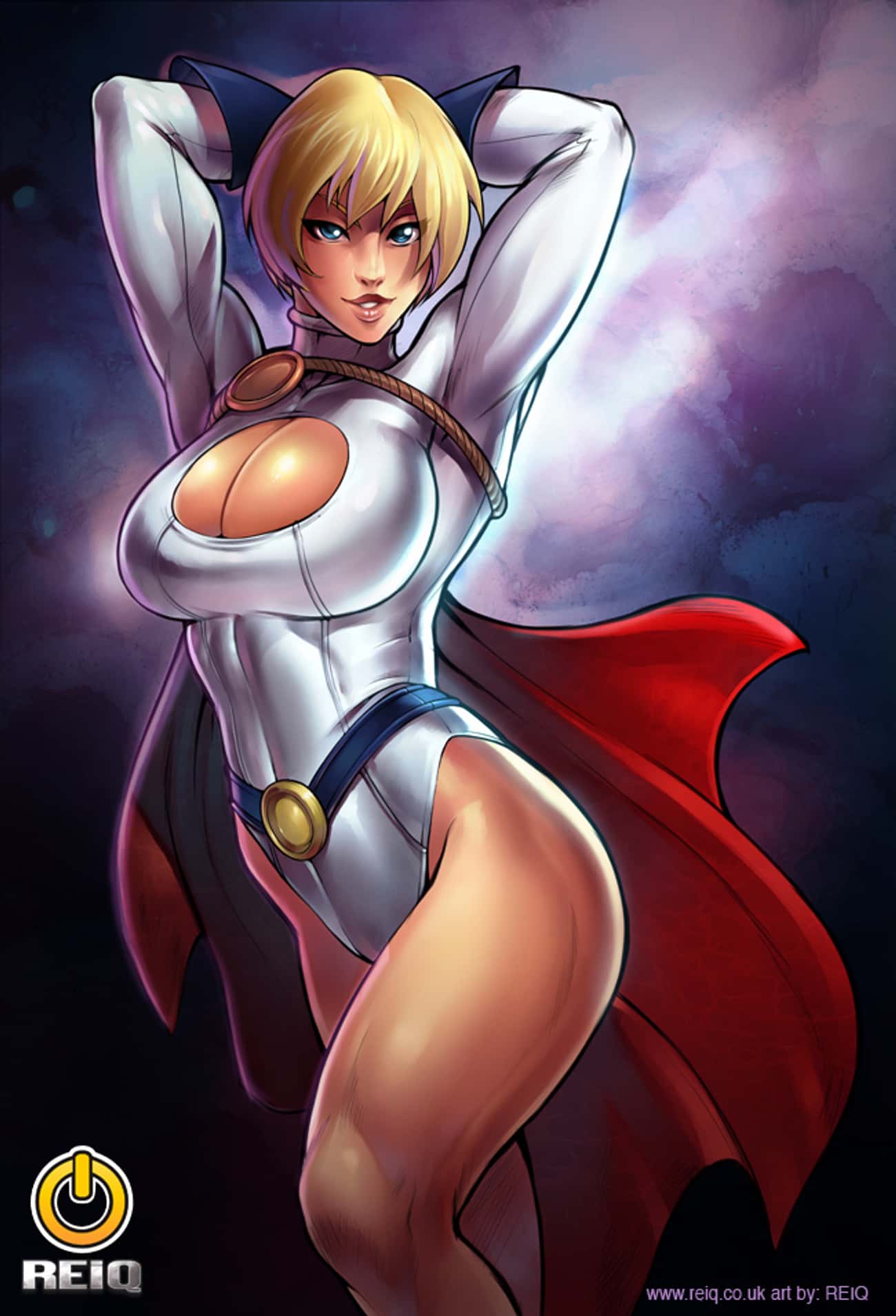 Power Girl in Under V-Cut White Outfit