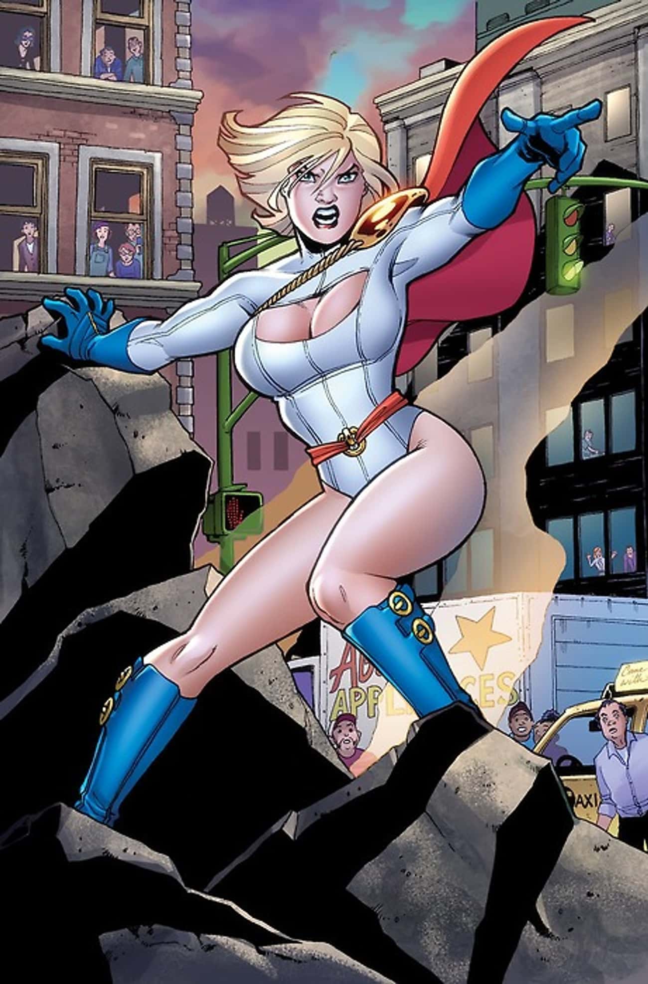 Power Girl in White Fitted Outfit