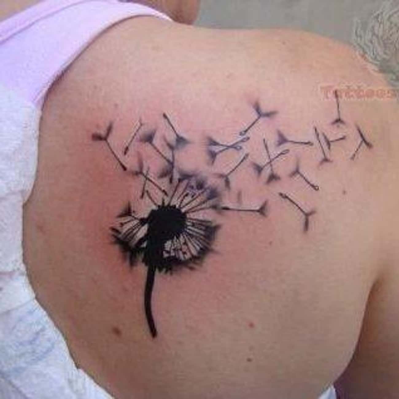 Татуировка одуванчик на плече