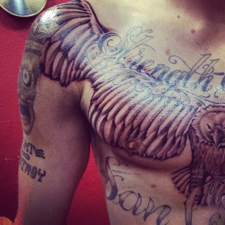 ryan sheckler chest tattoo font