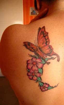butterfly tattoo on upper back
