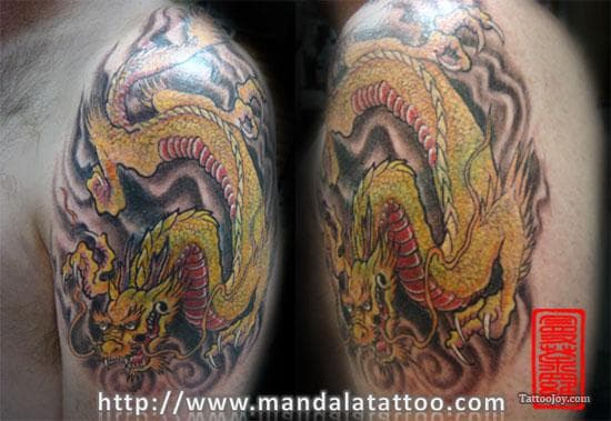 Yellow Japanese Dragon Tattoos 37+ Electrifying Yellow Dragon Tattoo
