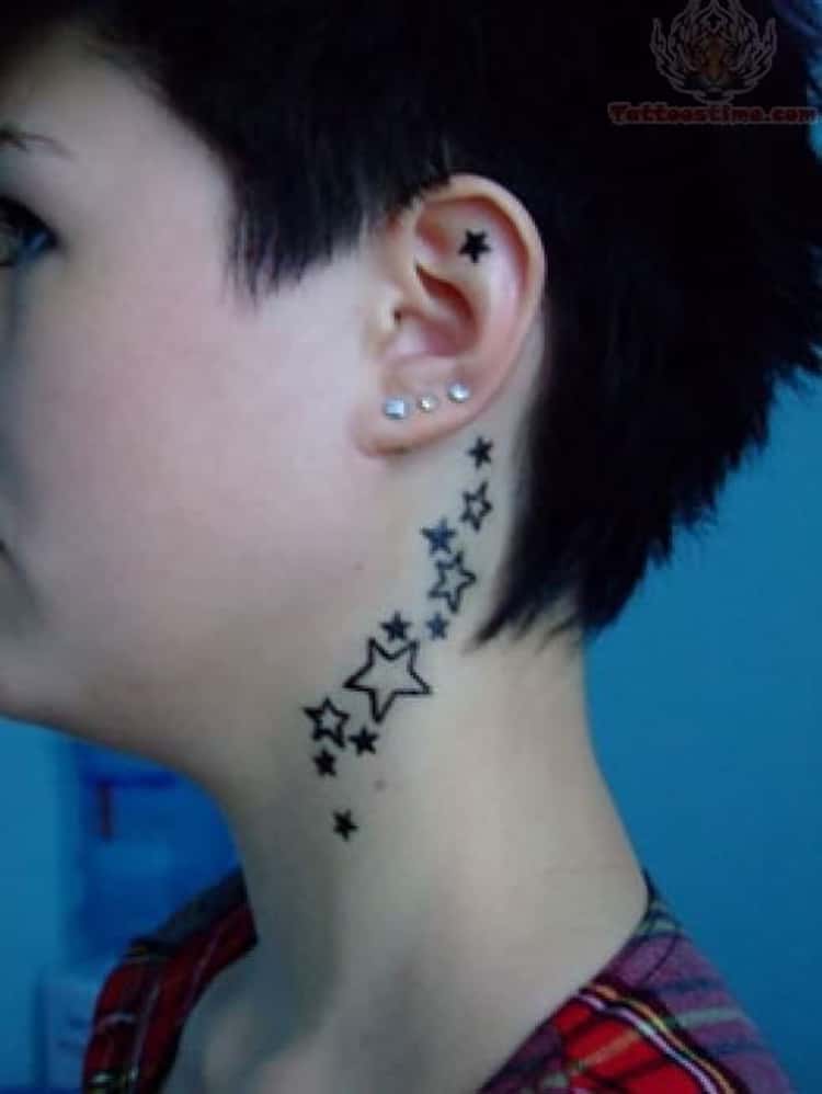 neck star tattoos for men