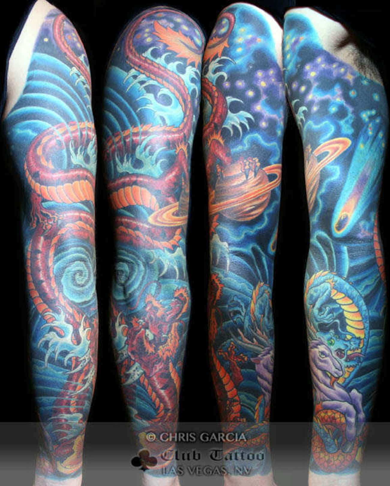 Ocean Waves Full Sleeve Tattoos