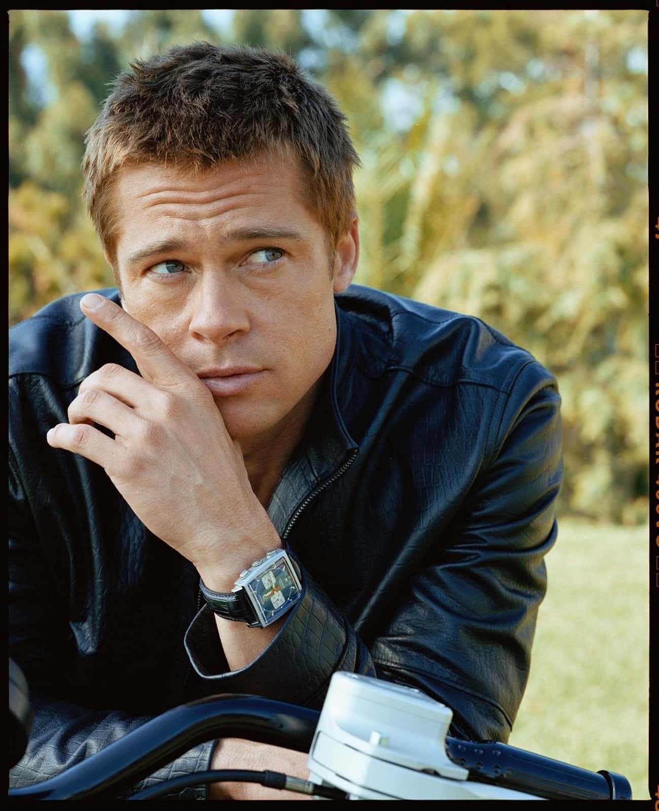Brad Pitt Looks at the Sun to Tell the Time