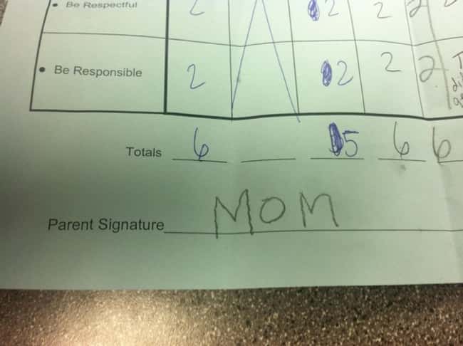 An Authentic Parents' Signatur is listed (or ranked) 9 on the list 53 Hilarious Test Answers From Kids
