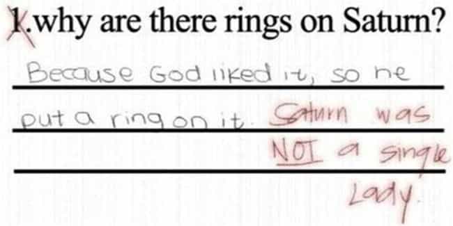 Saturyonce is listed (or ranked) 3 on the list 53 Hilarious Test Answers From Kids
