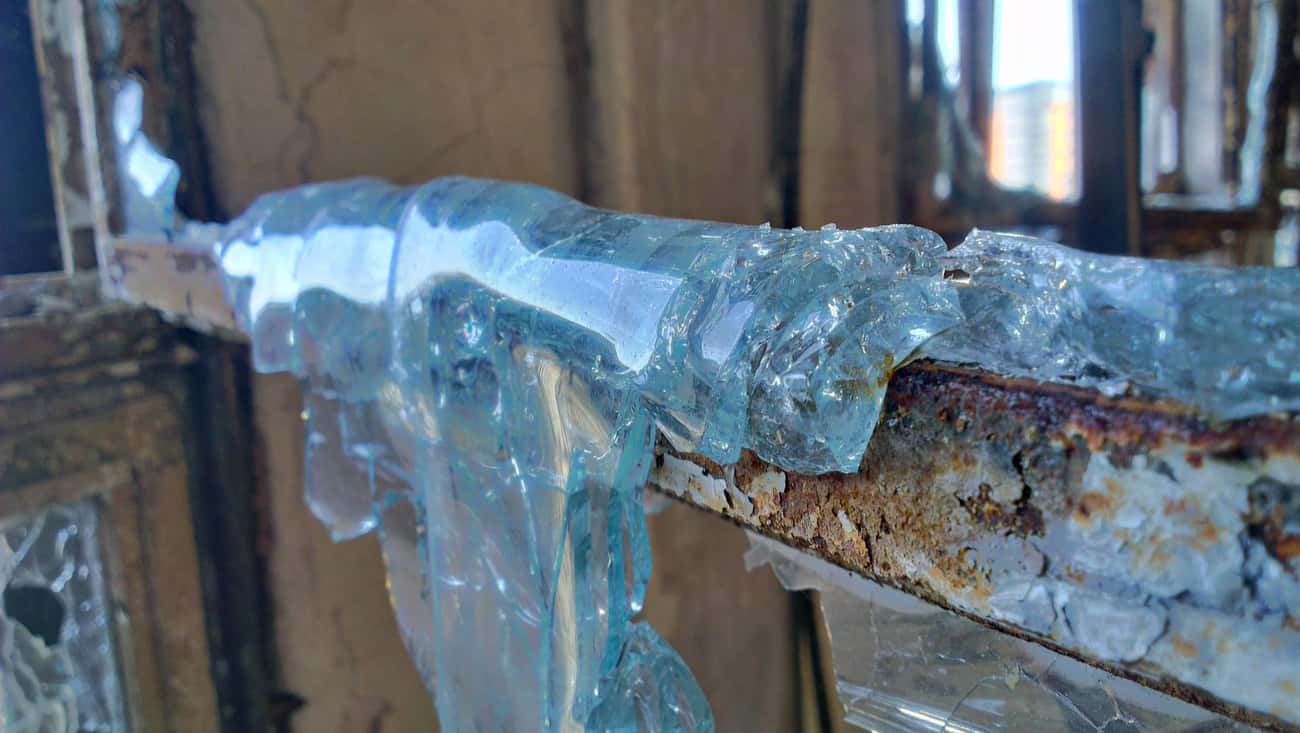 Melted Glass In A Fire-Damaged Building
