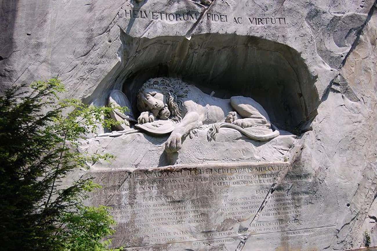 Wounded Lion Sculpture In Switzerland