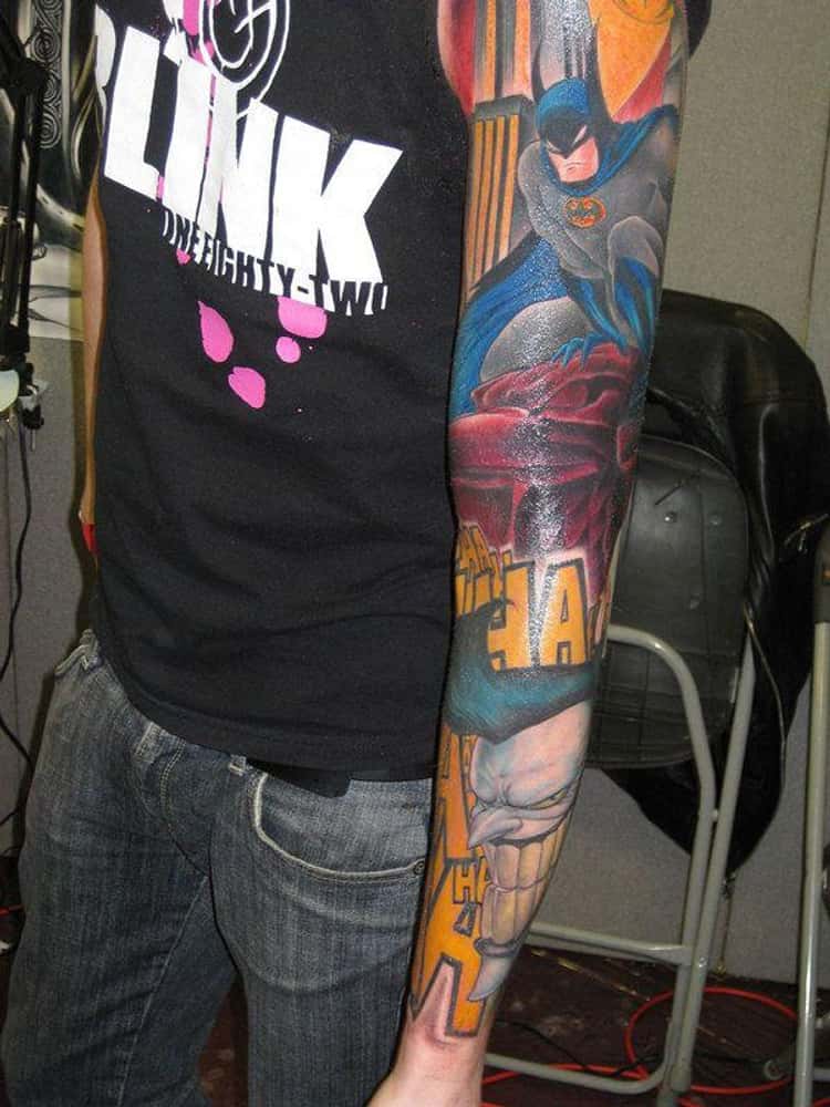 batman logo sleeve tattoos