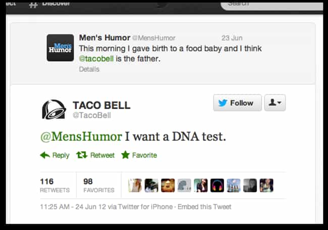 Food Babies Are Serious Busine... is listed (or ranked) 3 on the list The 40 Best Taco Bell Tweets