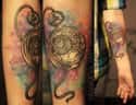Pocket Watch Space Watercolor on Random  Wibbly Wobbly Doctor Who Tattoos