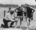 Inspector Making Sure Women's Swimwear Isn't Too Short, 1922 on Random Incredible Vintage Photos