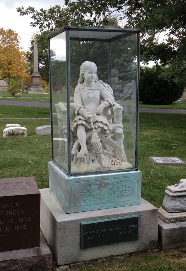A Glass Case Protecting Agains is listed (or ranked) 16 on the list Weirdly Fascinating And Bizarre Gravestones From Around The World