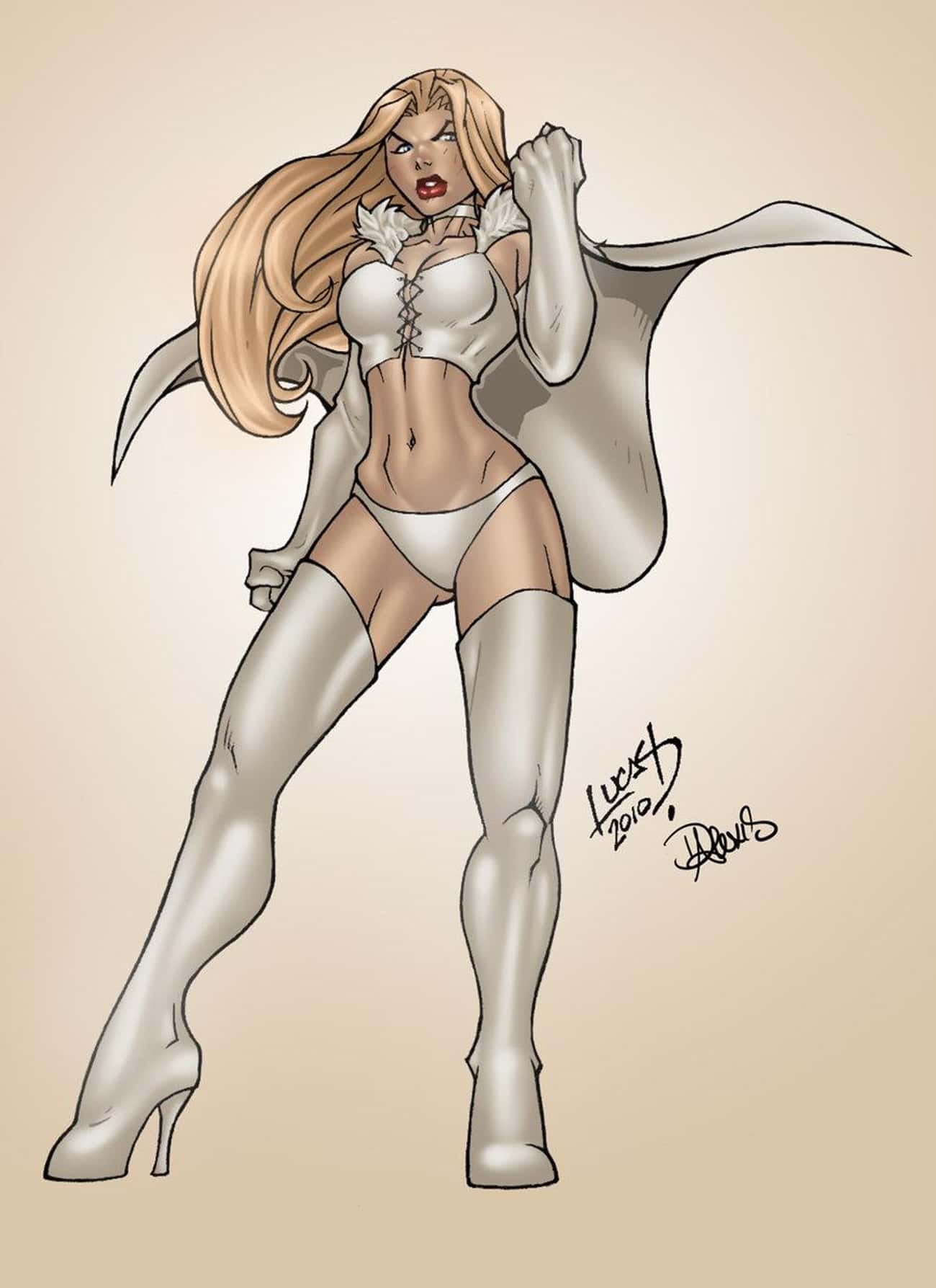 Emma Frost in a Cropped Corset
