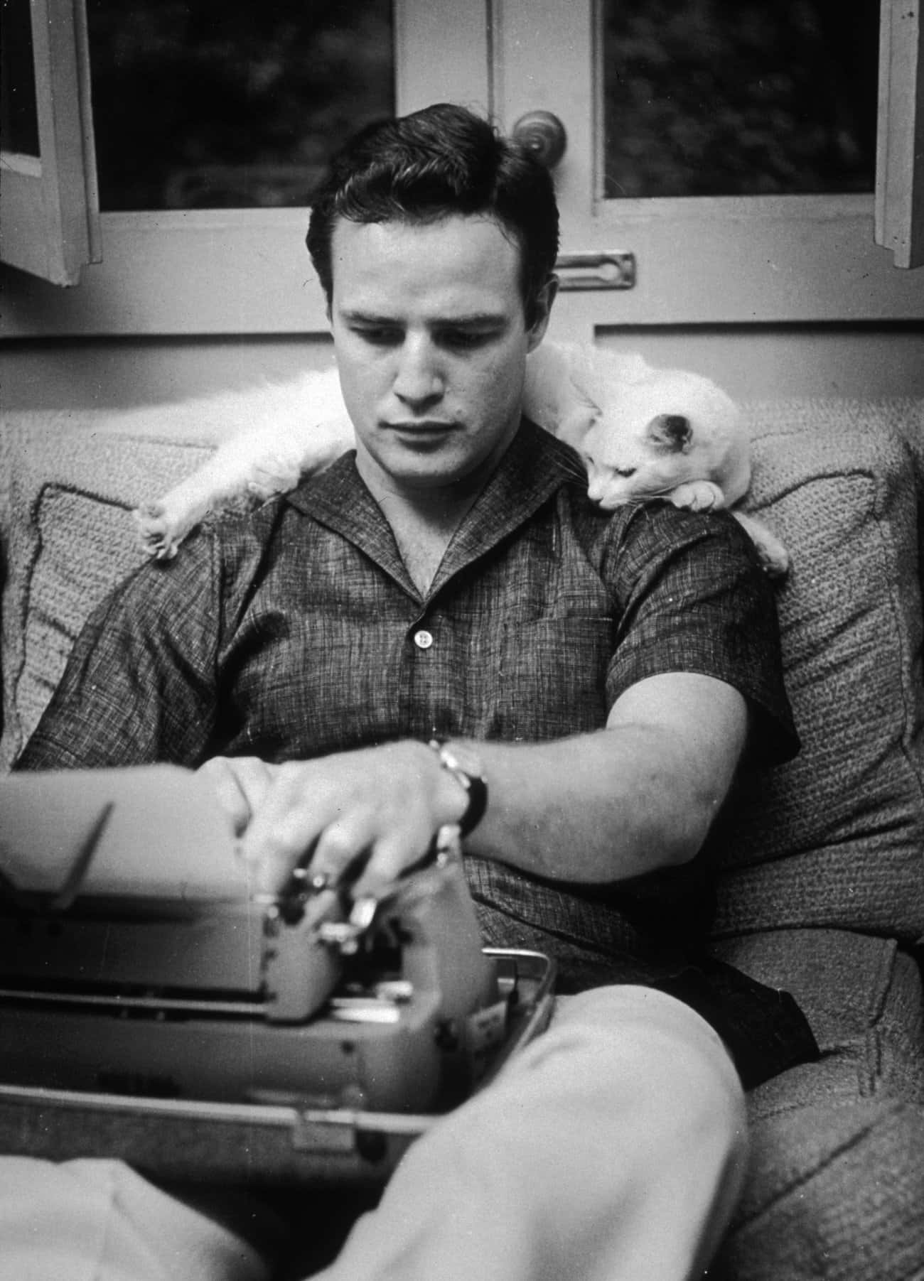 Young Marlon Brando Writing It Out