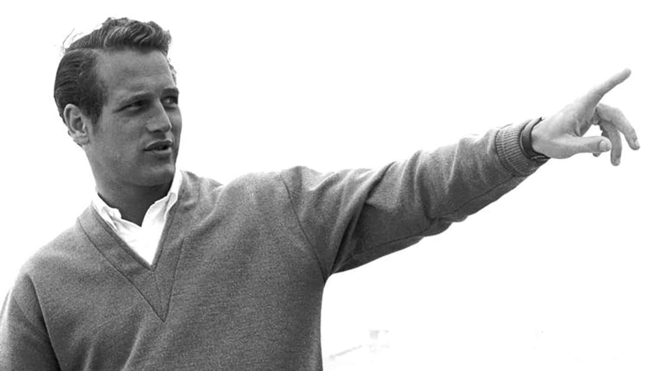 Young Paul Newman in Gray Pullover Sweater