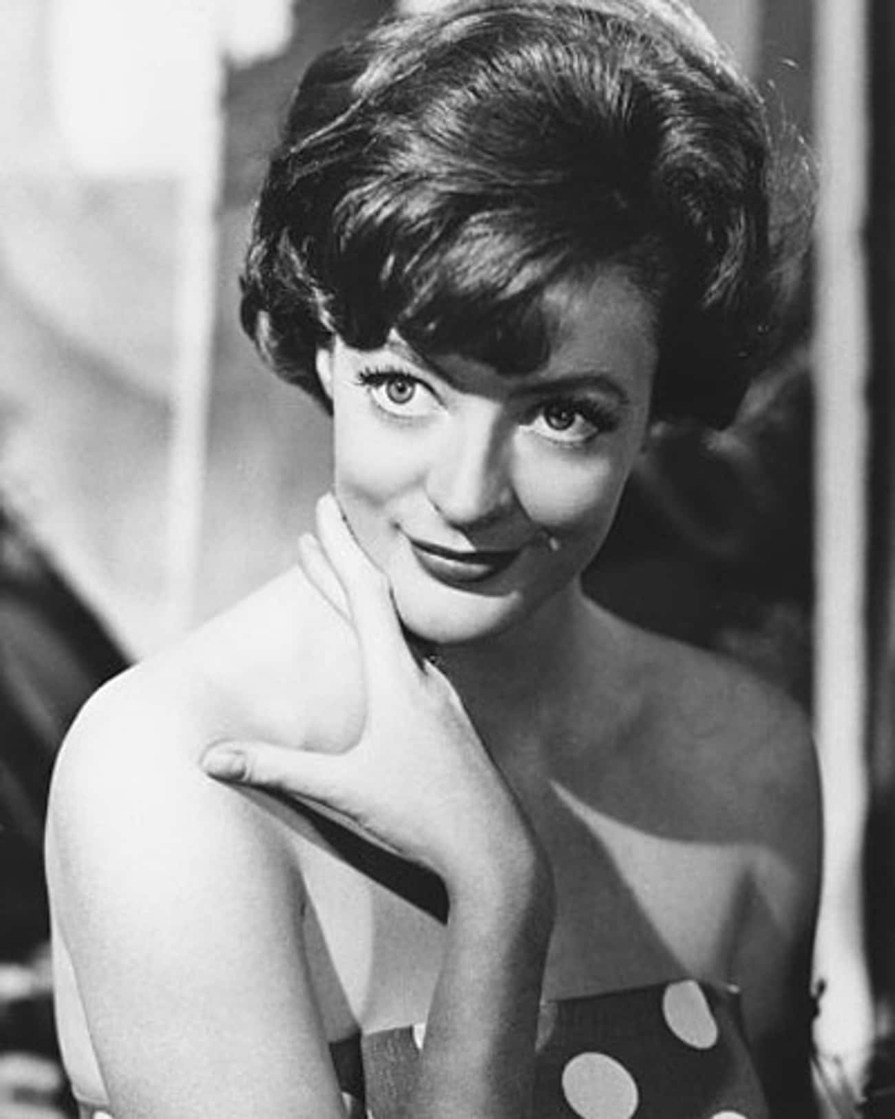 Young Maggie Smith in Lowcut Black Dress with White Polka Dots
