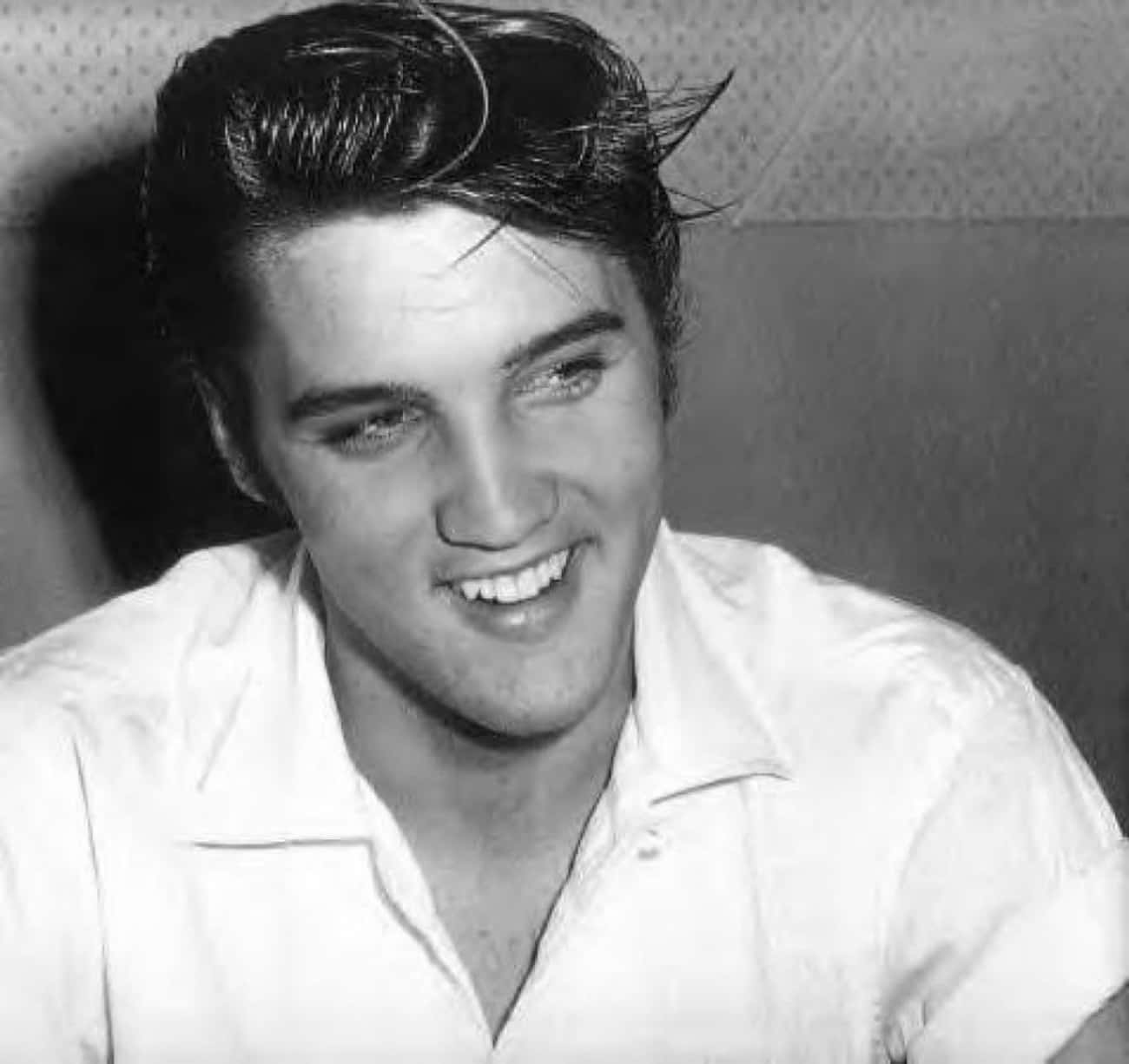 Young Elvis Presley in White Buttondown Shirt