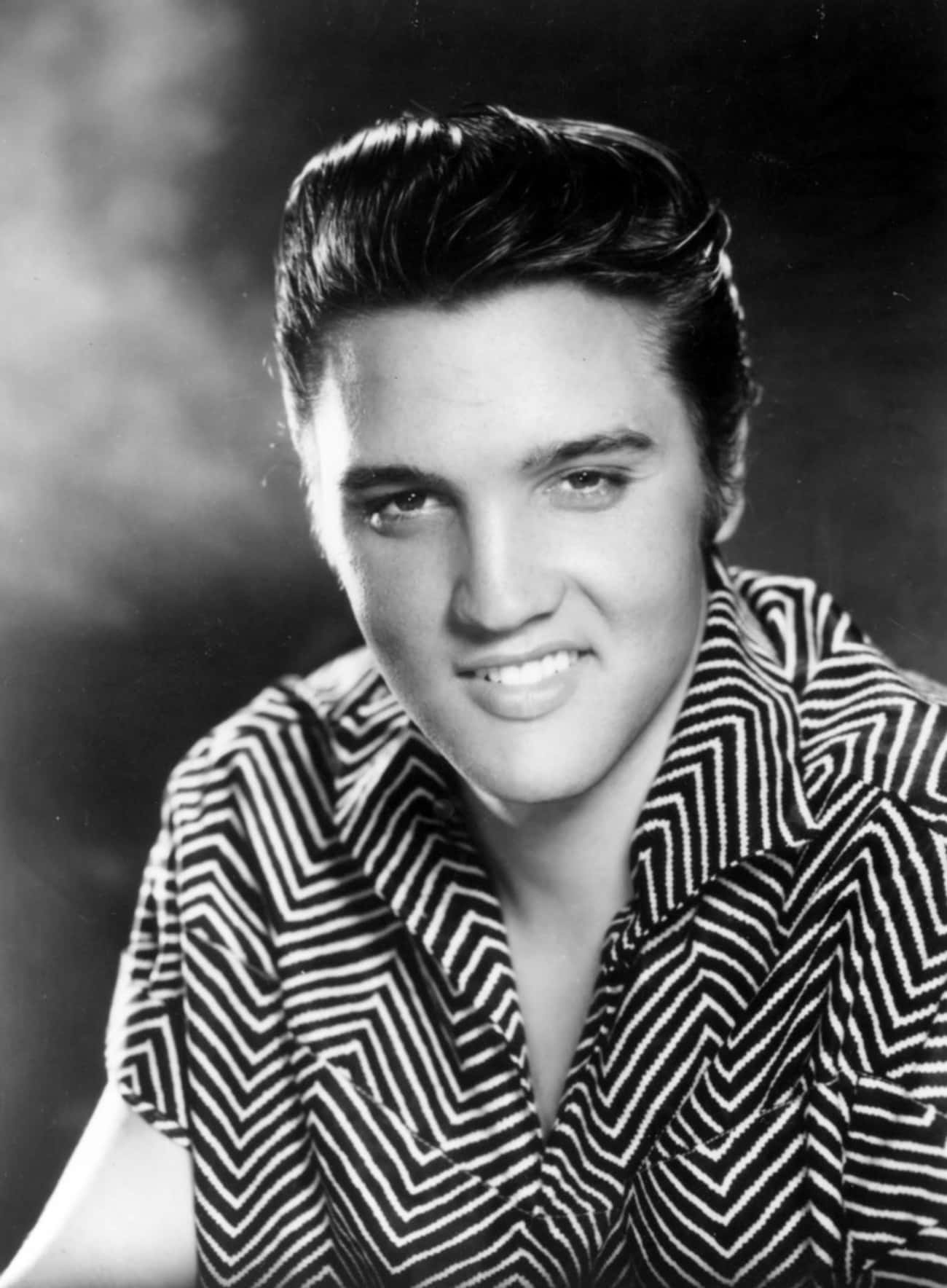 Young Elvis Presley in Black and White Patterned Shirt