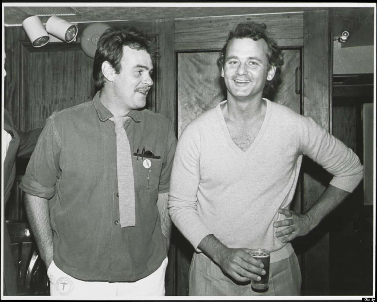 Young Bill Murray in a White V-Neck T-Shirt