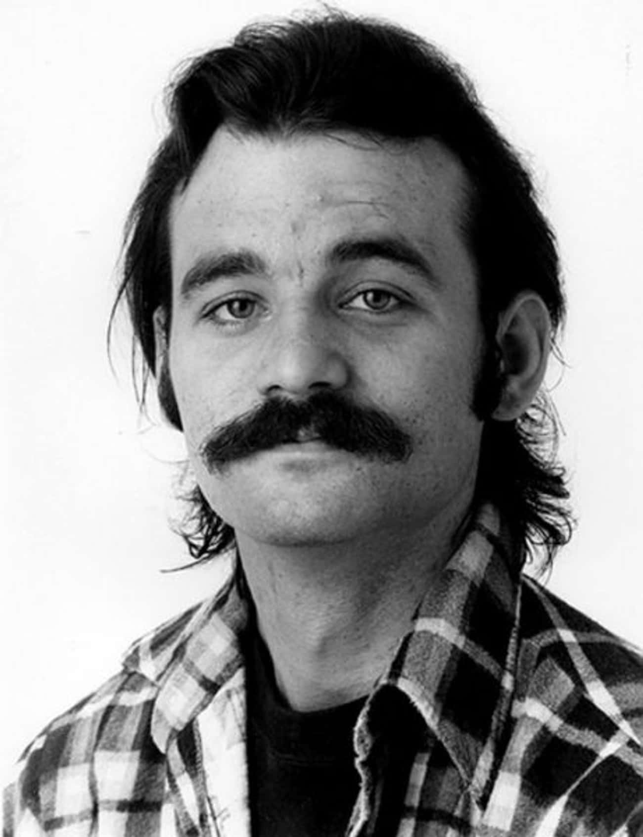 Young Bill Murray in a Plaid Shirt with Mustache