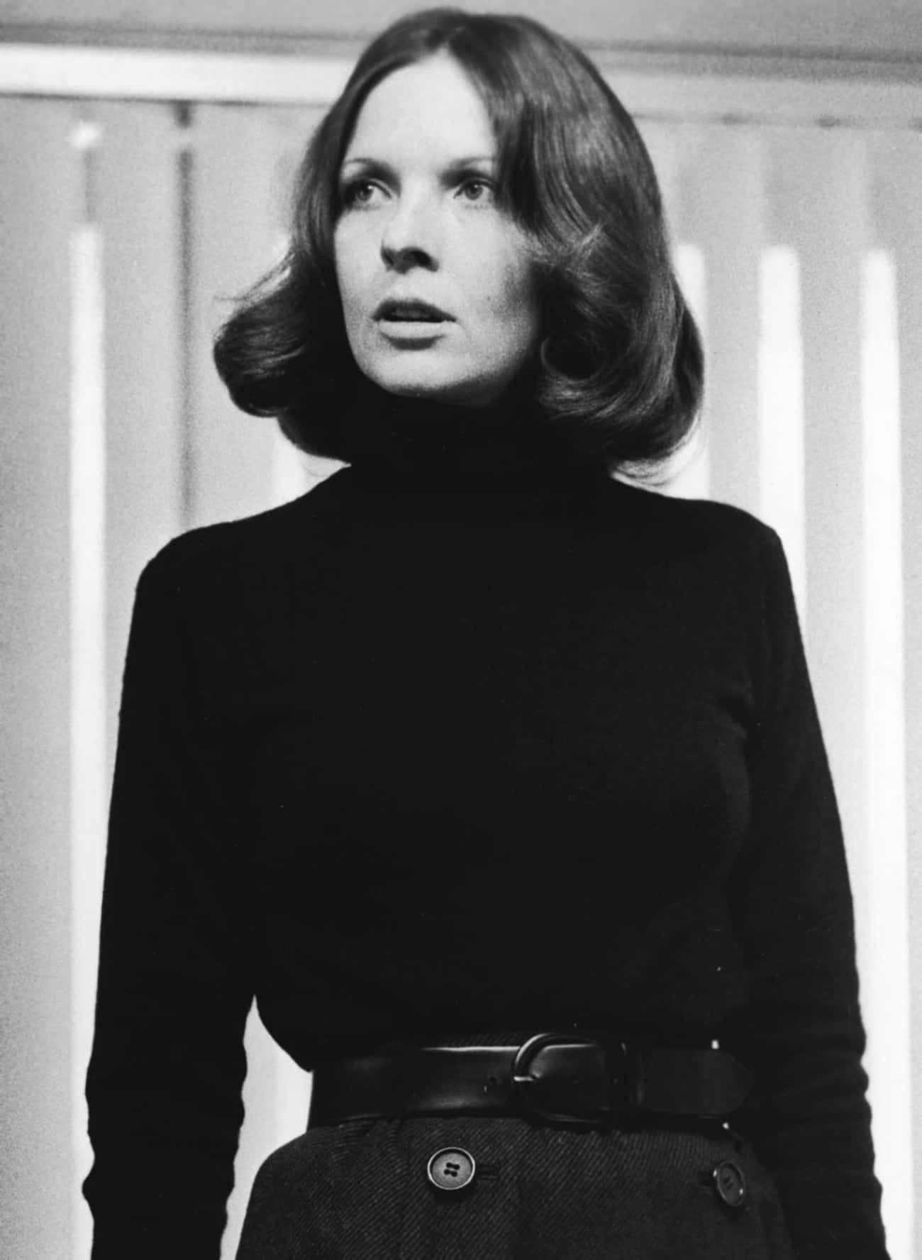 Young Diane Keaton in a Black Shirt and Black Pants