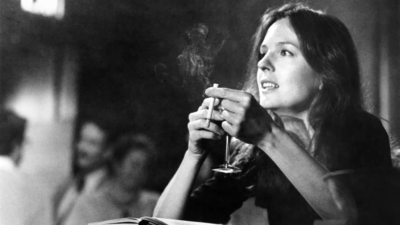 Young Diane Keaton Smoking a Cigarette