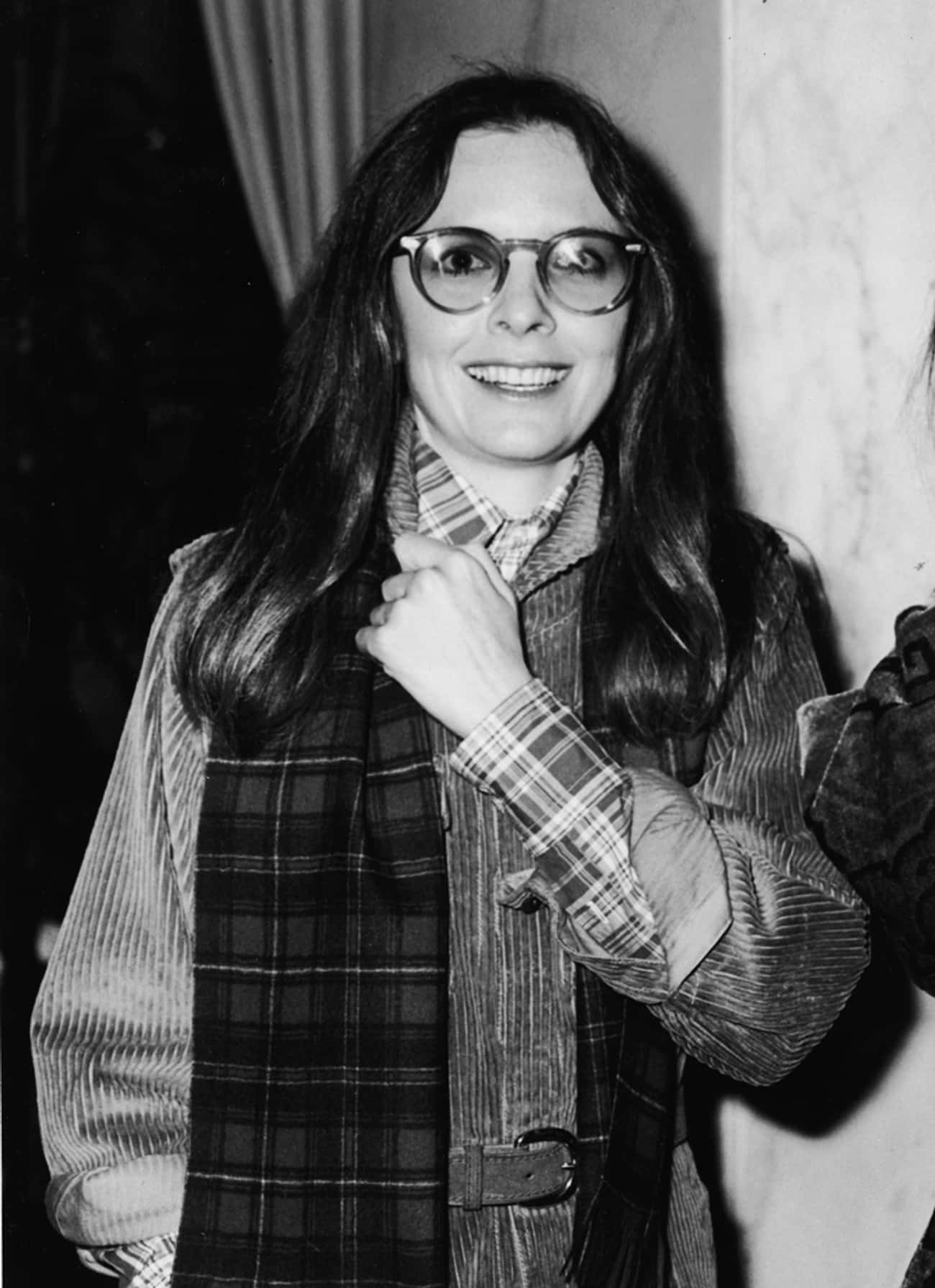 Young Diane Keaton in a Corduroy Jacket and Scarf