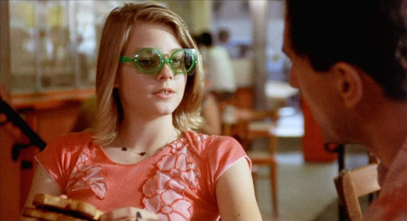 Young Jodie Foster in Pink Top and Green Sunglasses