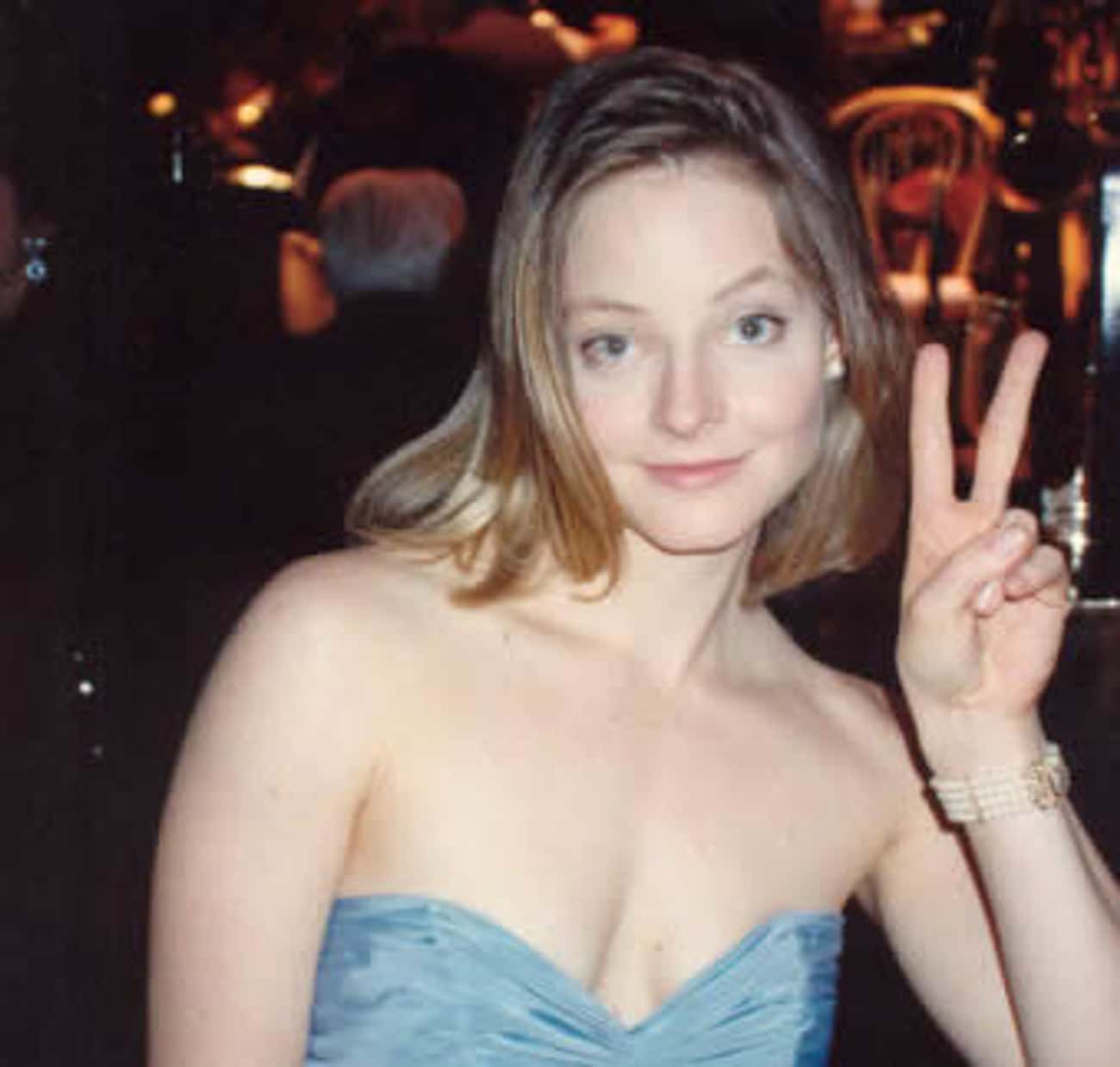 Young Jodie Foster in Lowcut Blue Dress