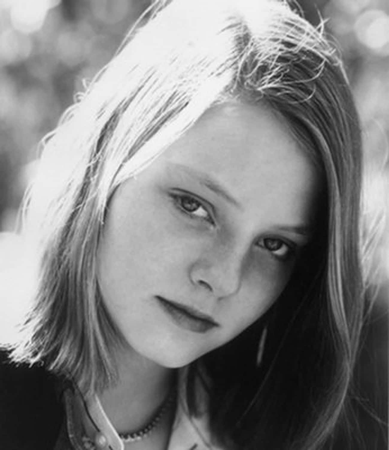 Young Jodie Foster in Black and White Side Profile Closeup