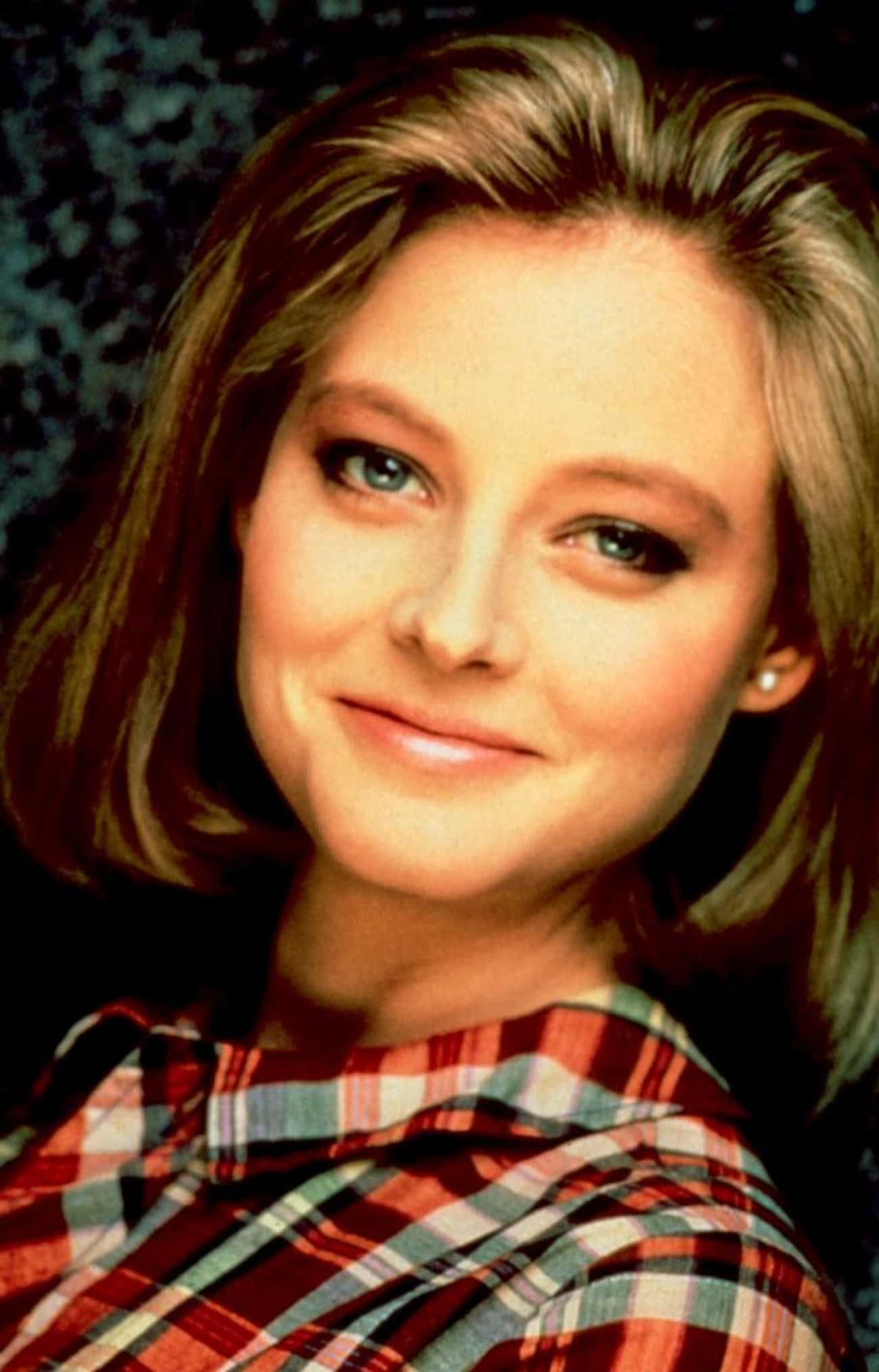 Young Jodie Foster in Checkered Buttondown Shirt