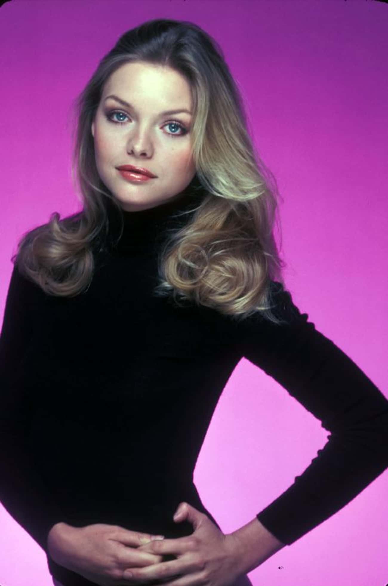 Young Michelle Pfeiffer in a Black Fitted Turtleneck