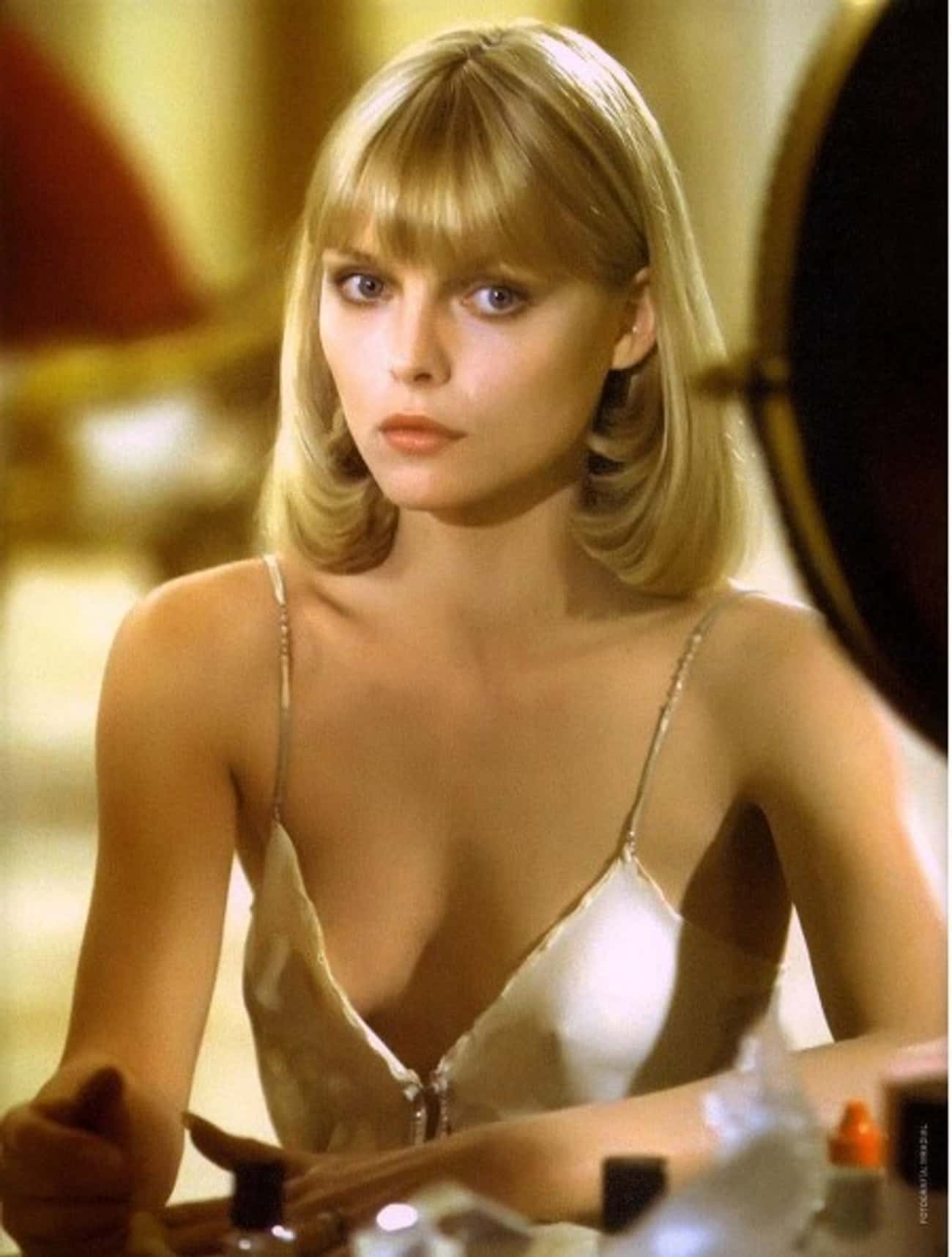 Young Michelle Pfeiffer in a Lowcut Spaghetti Strap Blouse