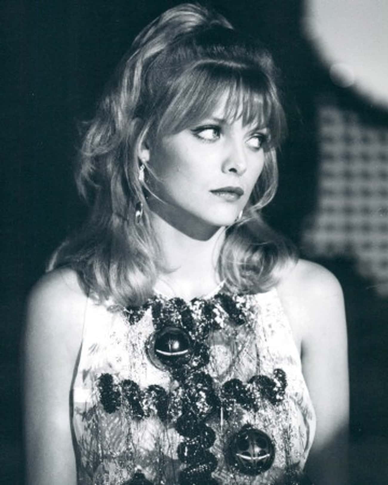 Young Michelle Pfeiffer in a Patterned Dress