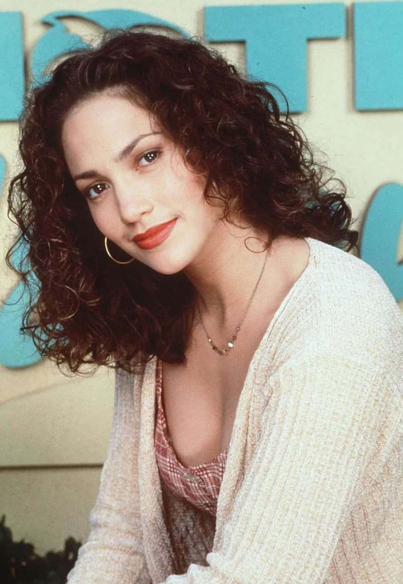 Young Jennifer Lopez in White Cardigan