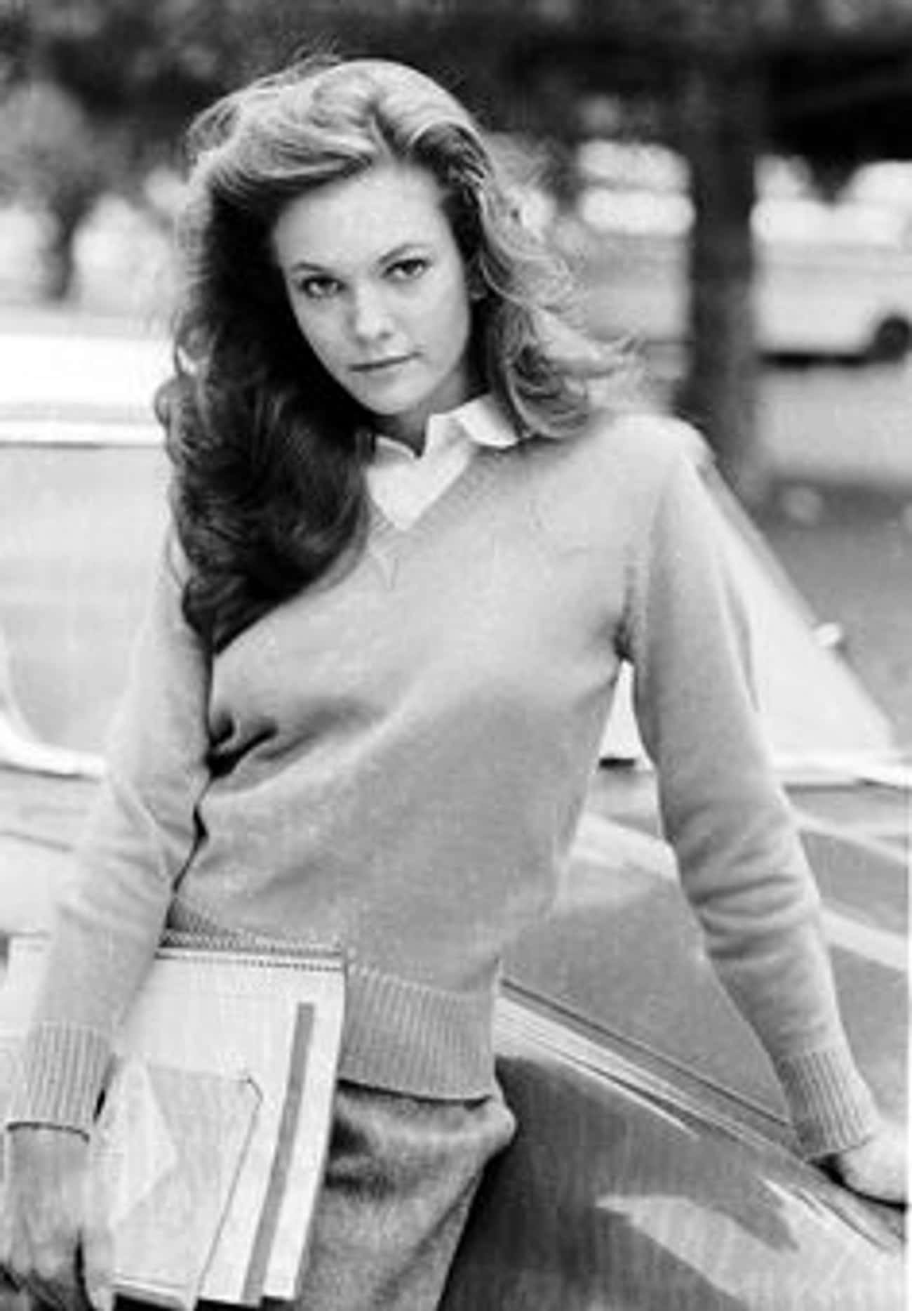 Young Diane Lane in Gray Sweater with White Buttondown Shirt