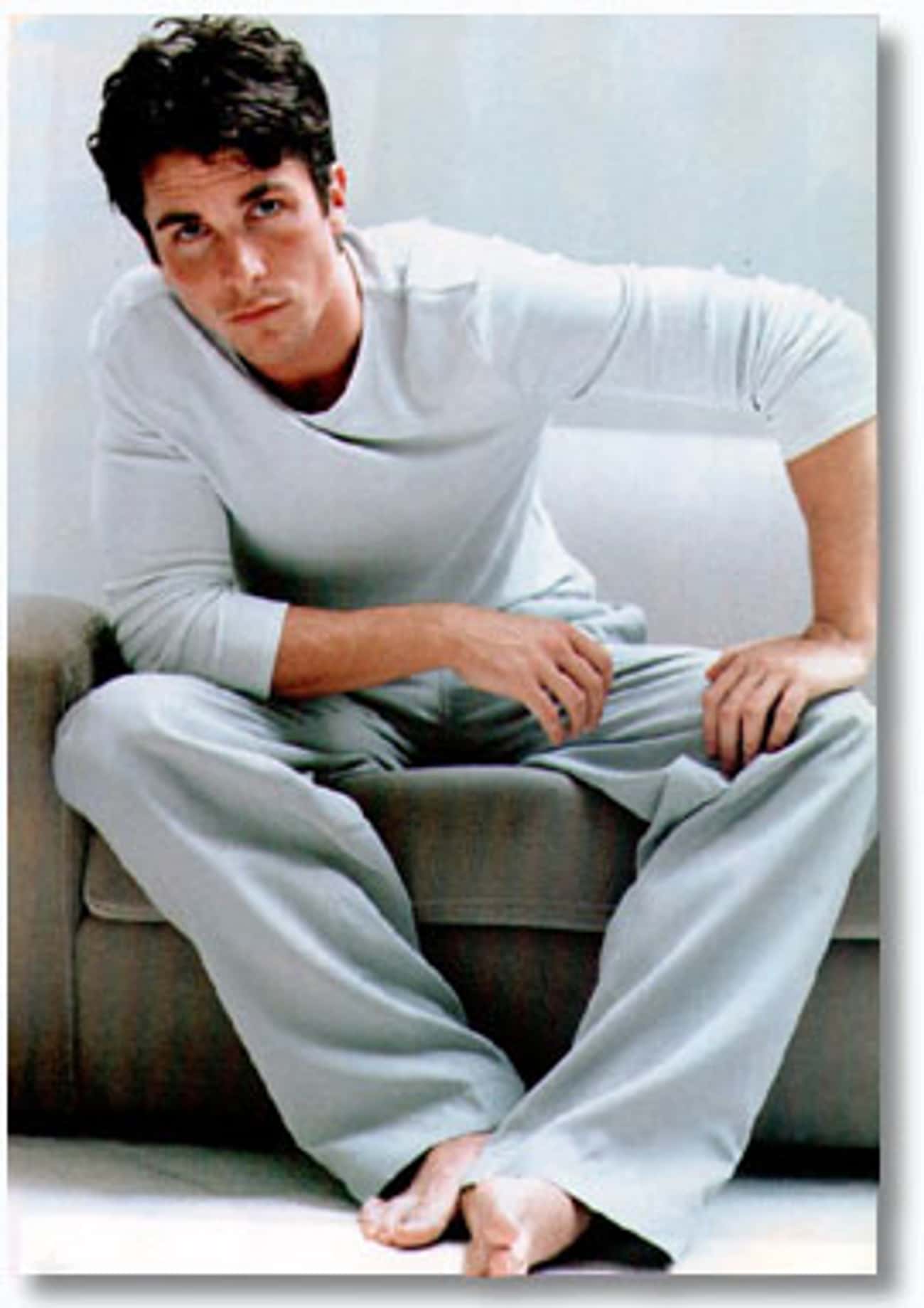 Young Christian Bale in White Pants and White Long-sleeve Shirt
