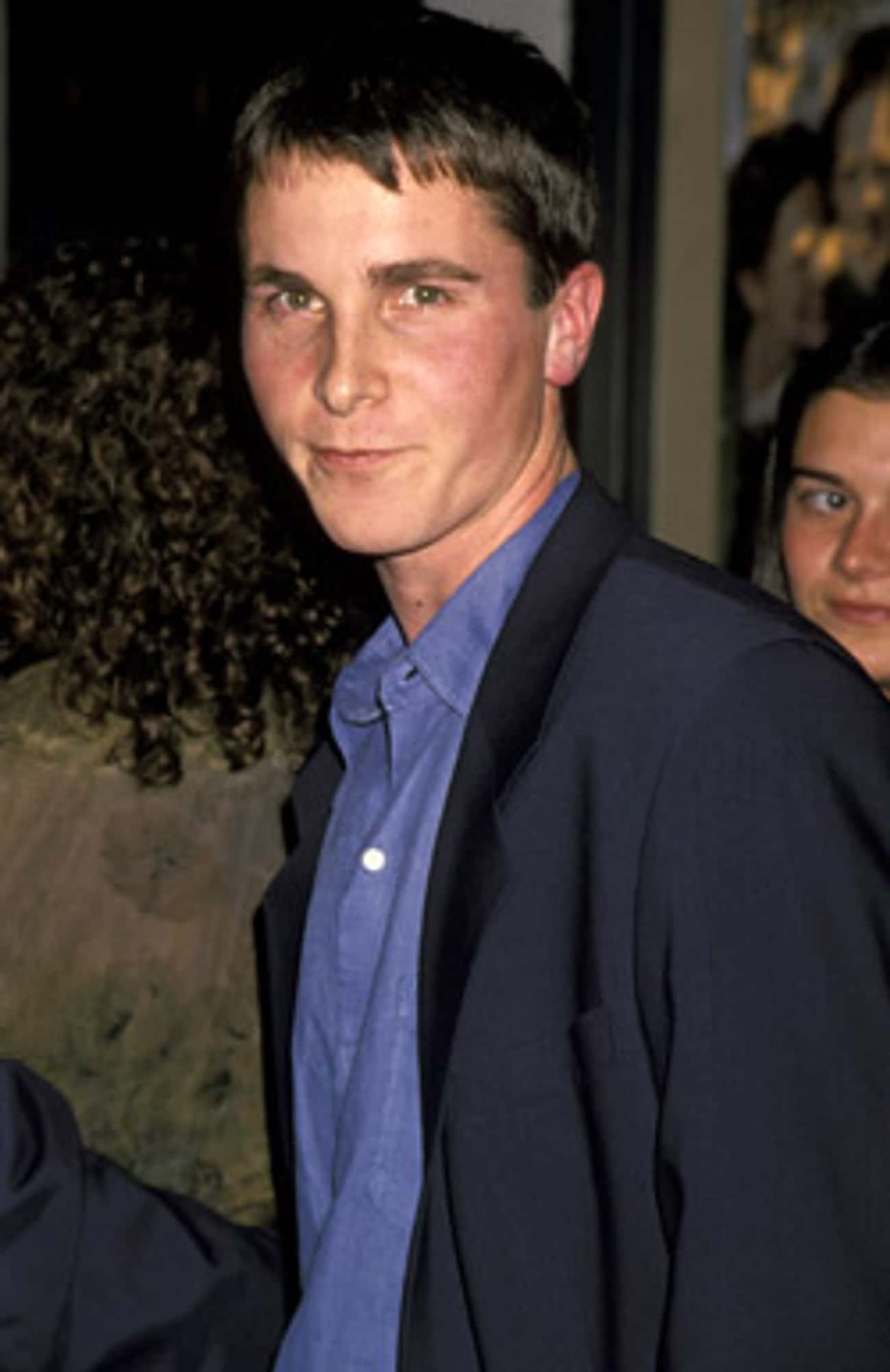 Young Christian Bale in Blue Sports Coat and Blue Buttondown