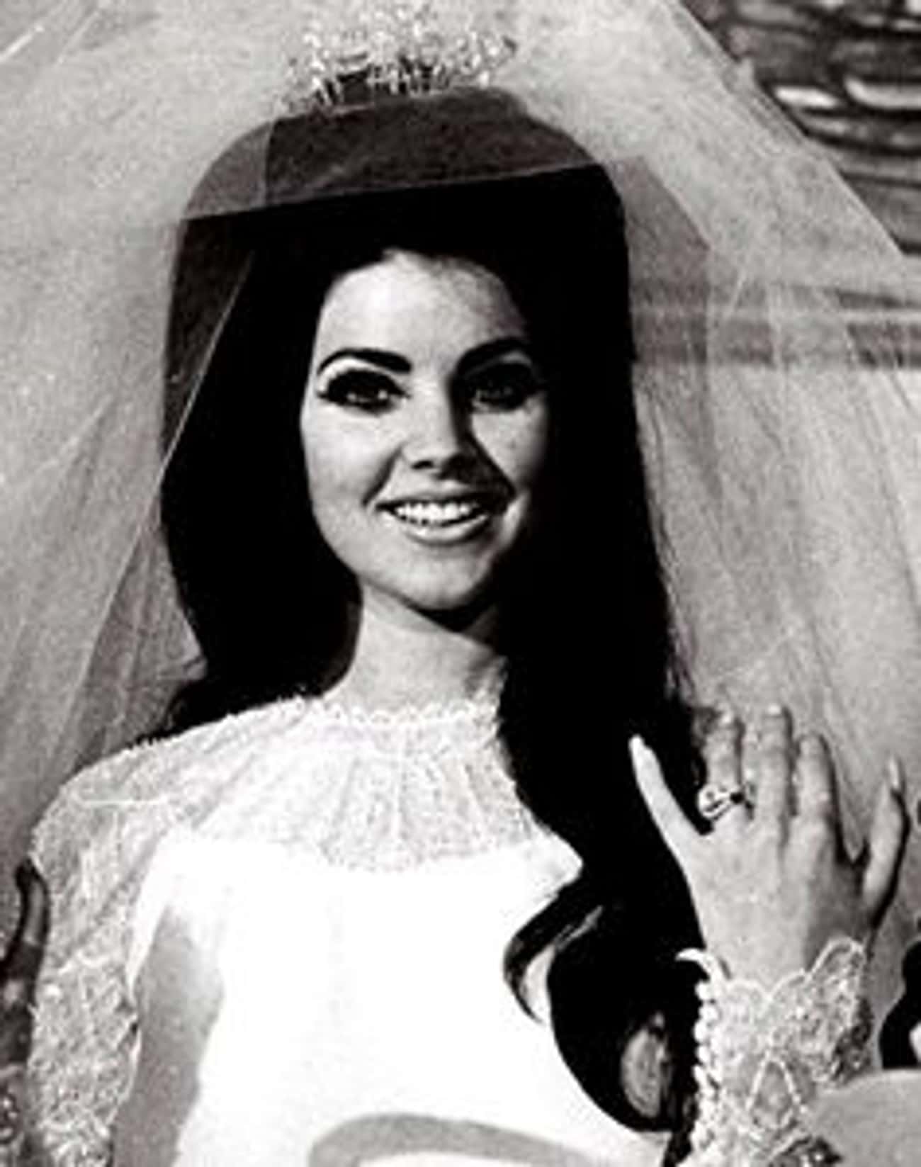 Young Priscilla Presley in a Wedding Dress