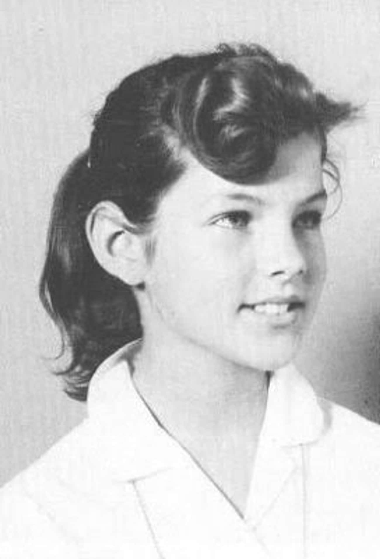 Young Priscilla Presley in a White Blouse as a Teenager