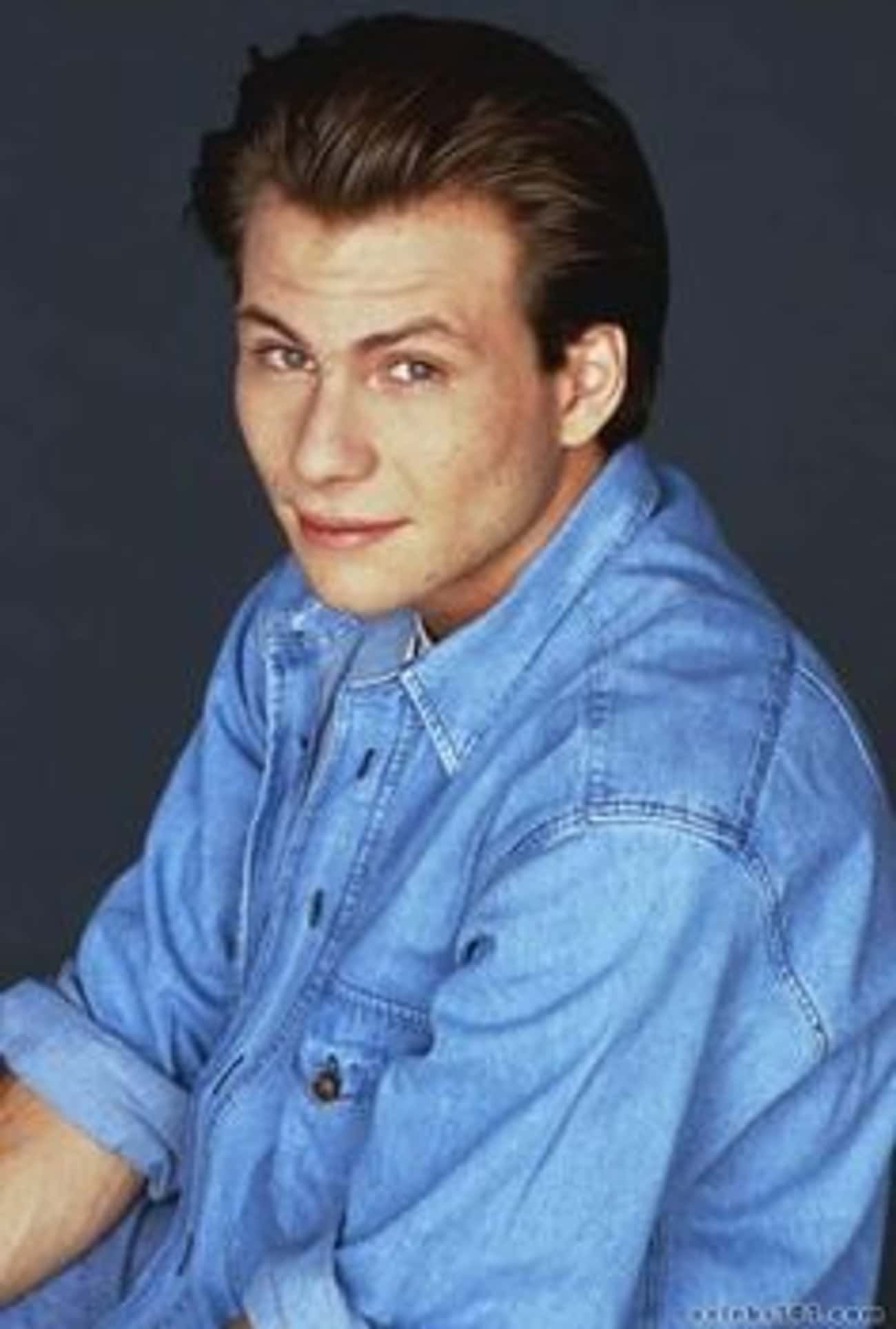 Young Christian Slater in Blue Jean Buttondown