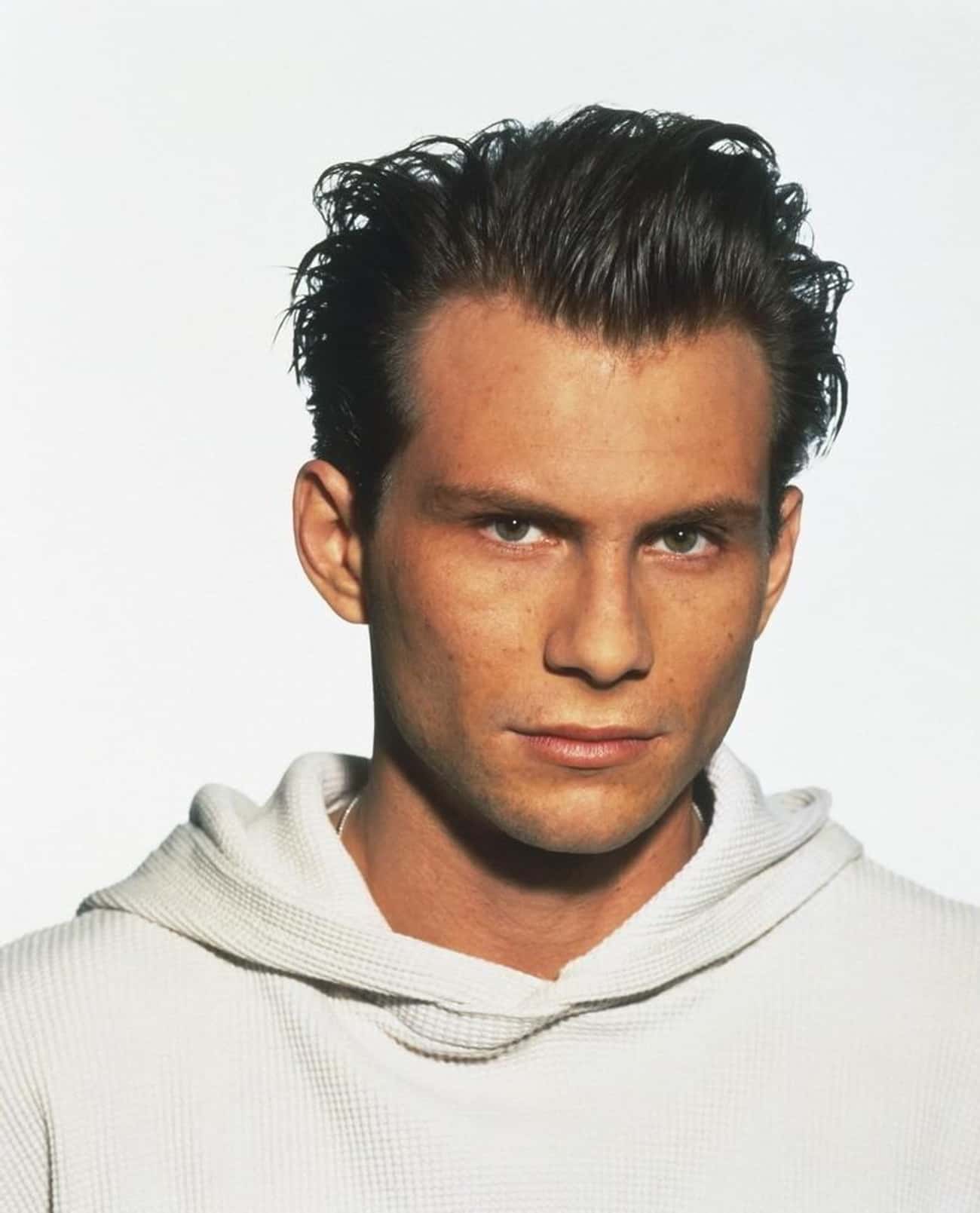 Young Christian Slater in White Hoodie