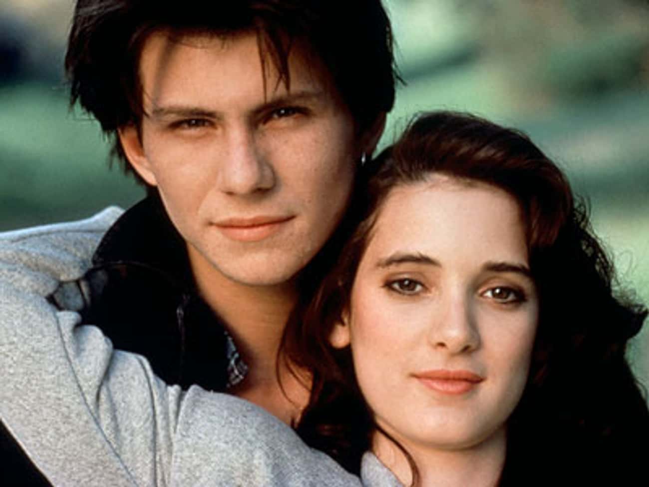 Young Christian Slater on Set with Winona Ryder