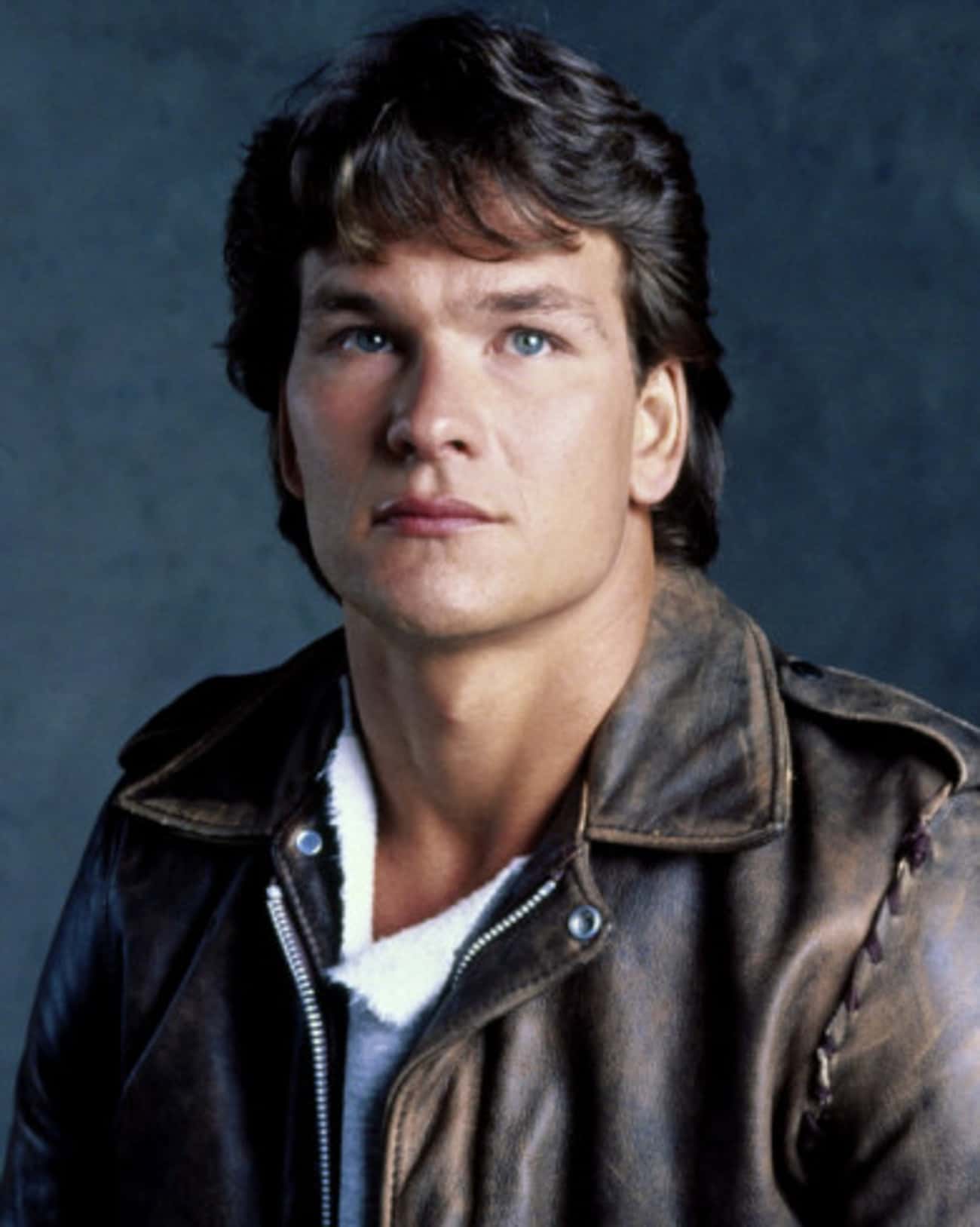Young Patrick Swayze in Brown Leather Jacket