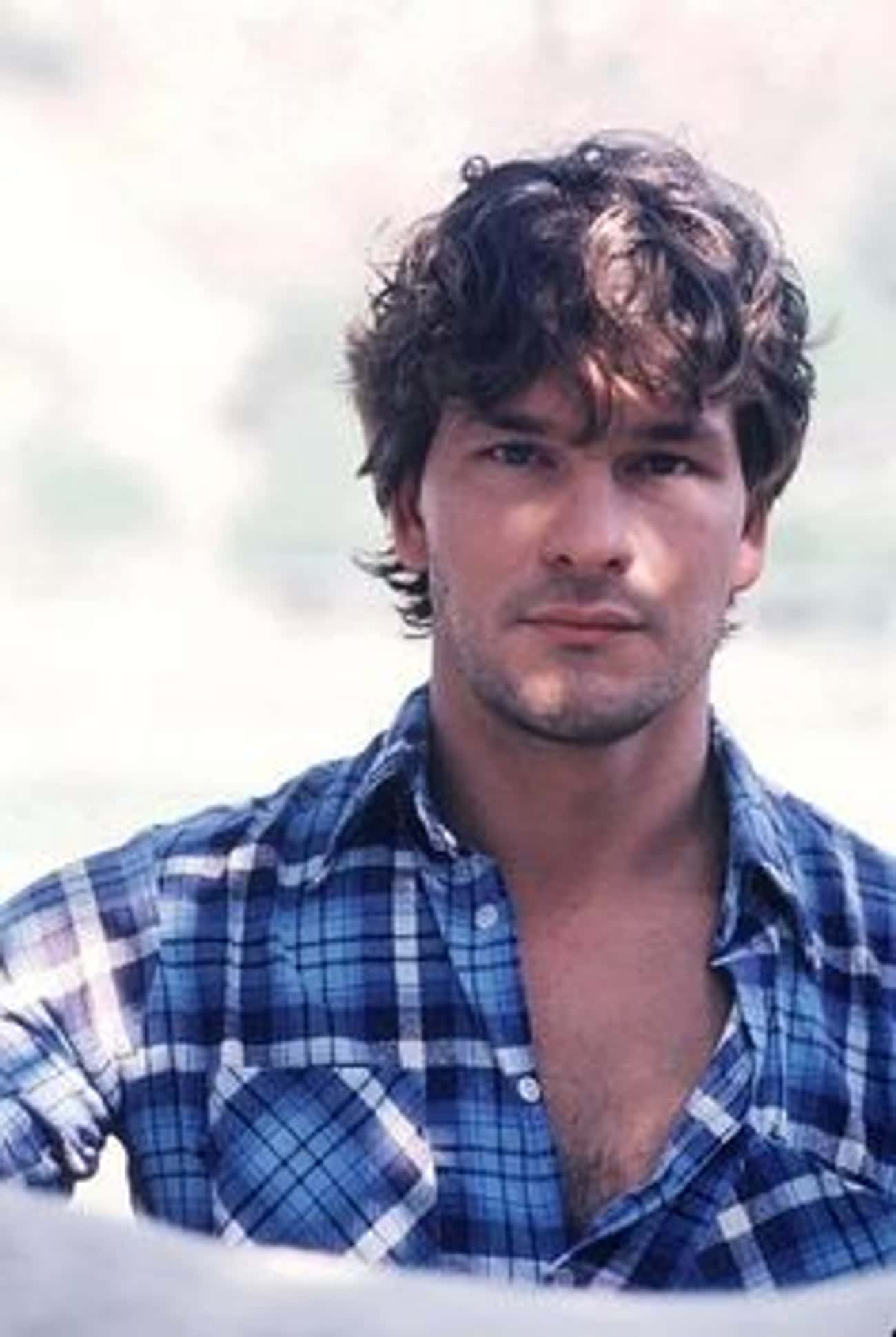 Young Patrick Swayze in Blue Plaid Shirt