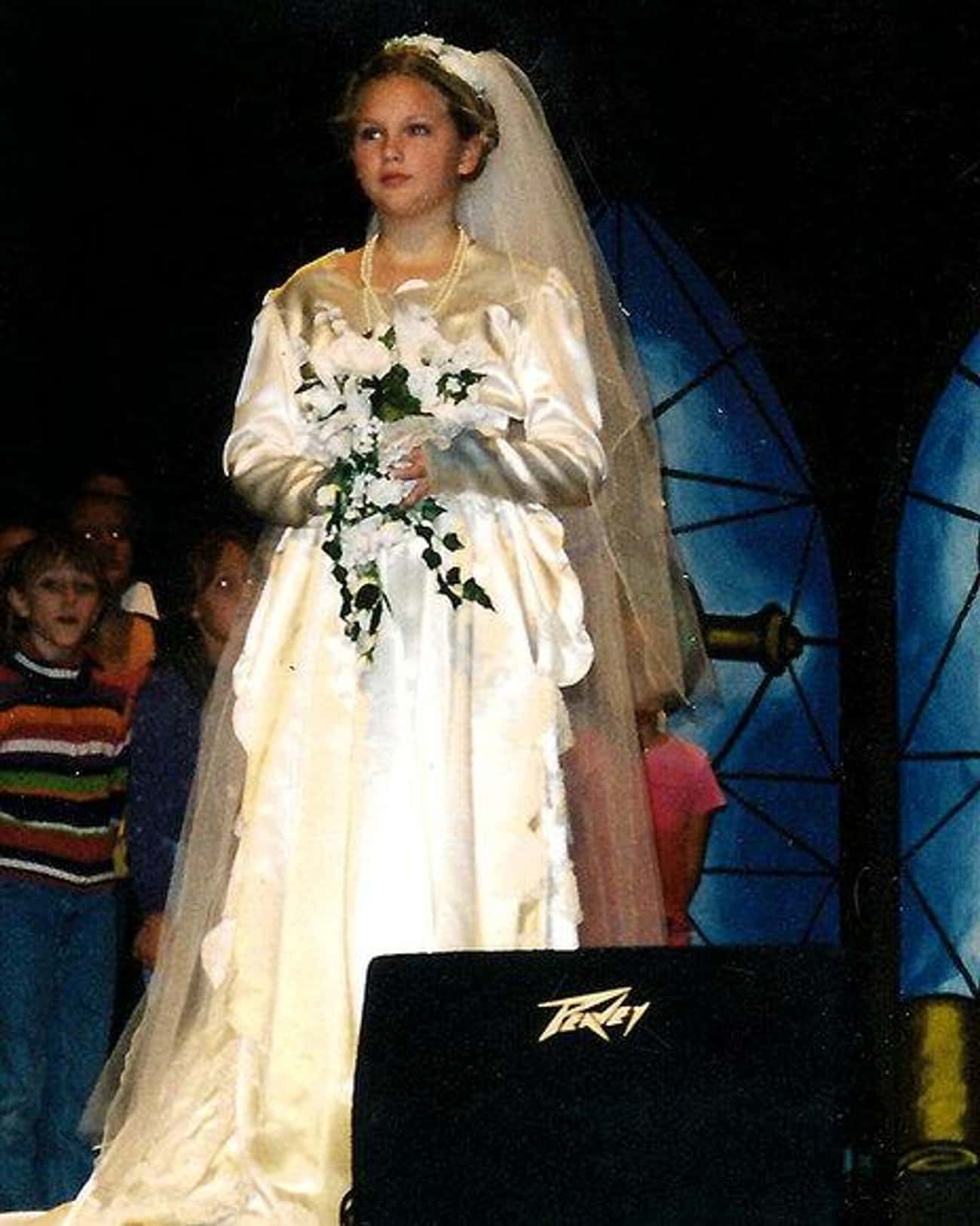 Young Taylor Swift in a Wedding Dress